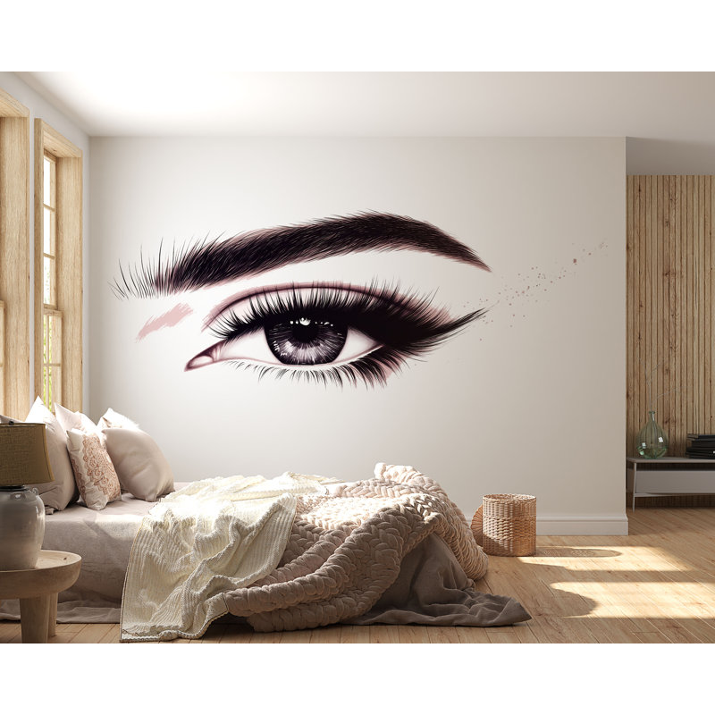 Décalcomanie murale Lash Studio, art mural œil de cil, murale de salon de beauté, décor de chambre d'esthétique 564MV