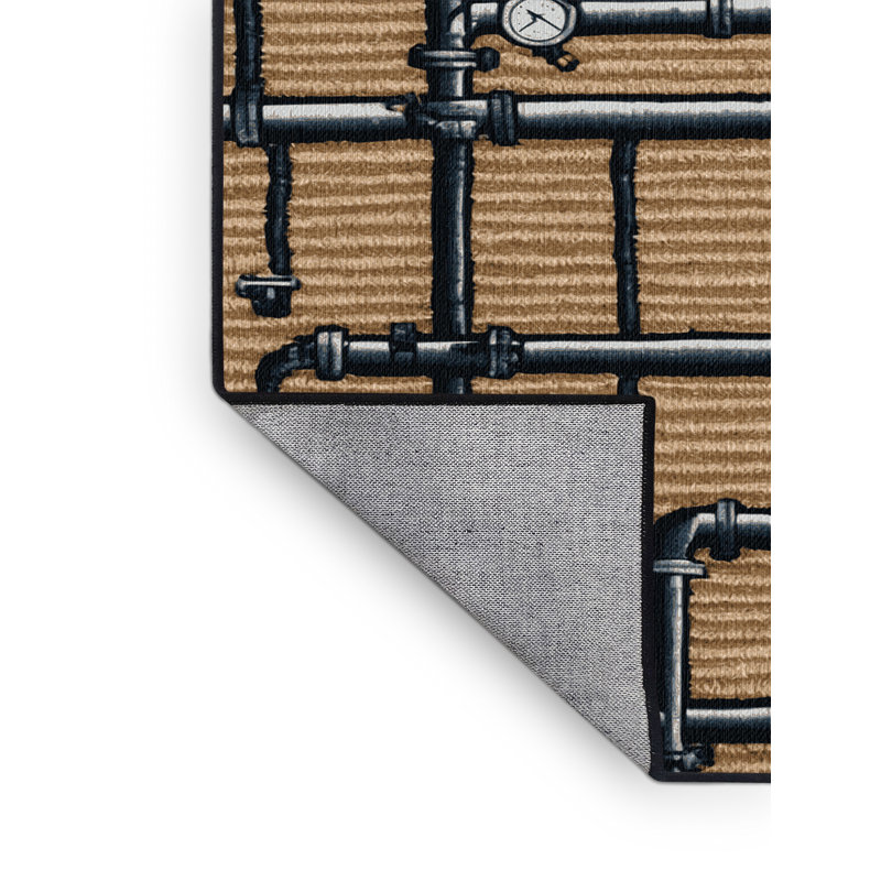 Machine Washable Transportation Brown Area Rug, Square 4'