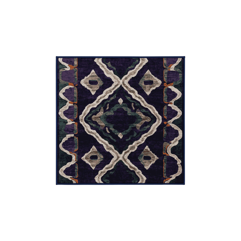 Machine Washable Purple Area Rug, Square 5'