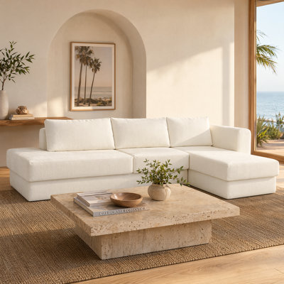 Canapé modulaire en L Premium Chenille - canapé modulaire à compression de 113 po pour la famille et les invités