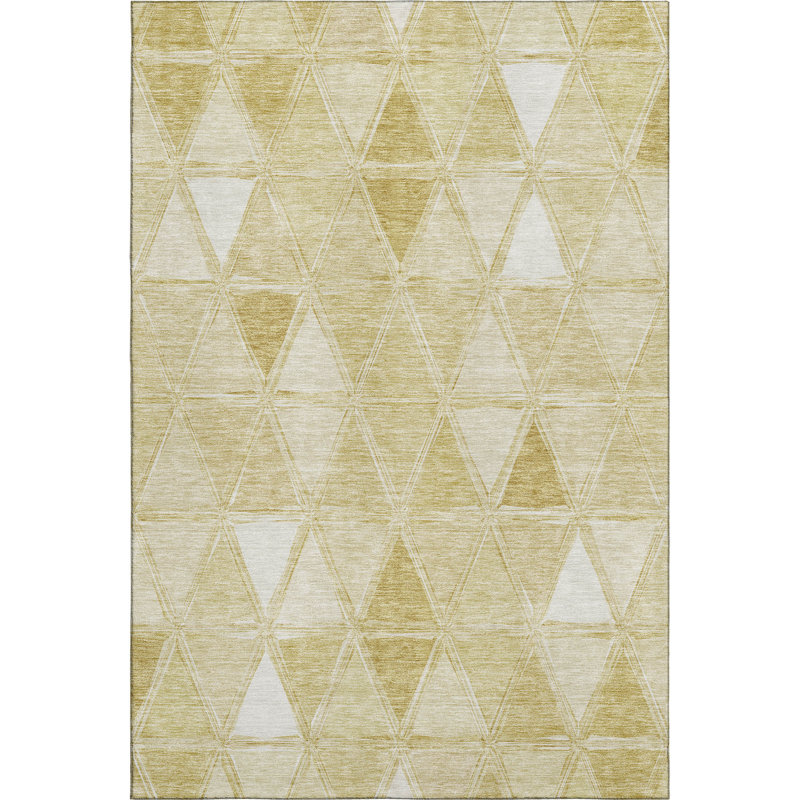 Premium Machine Washable Prisco Gold Rug, Rectangle 10' x 14'
