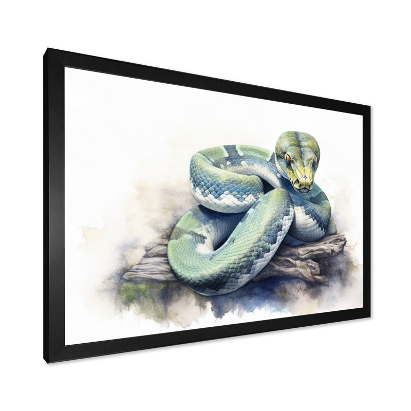 «Wild Snake I» sur toile, H 30 po x l 40 po x P 1,5 po, Cadre simple noir