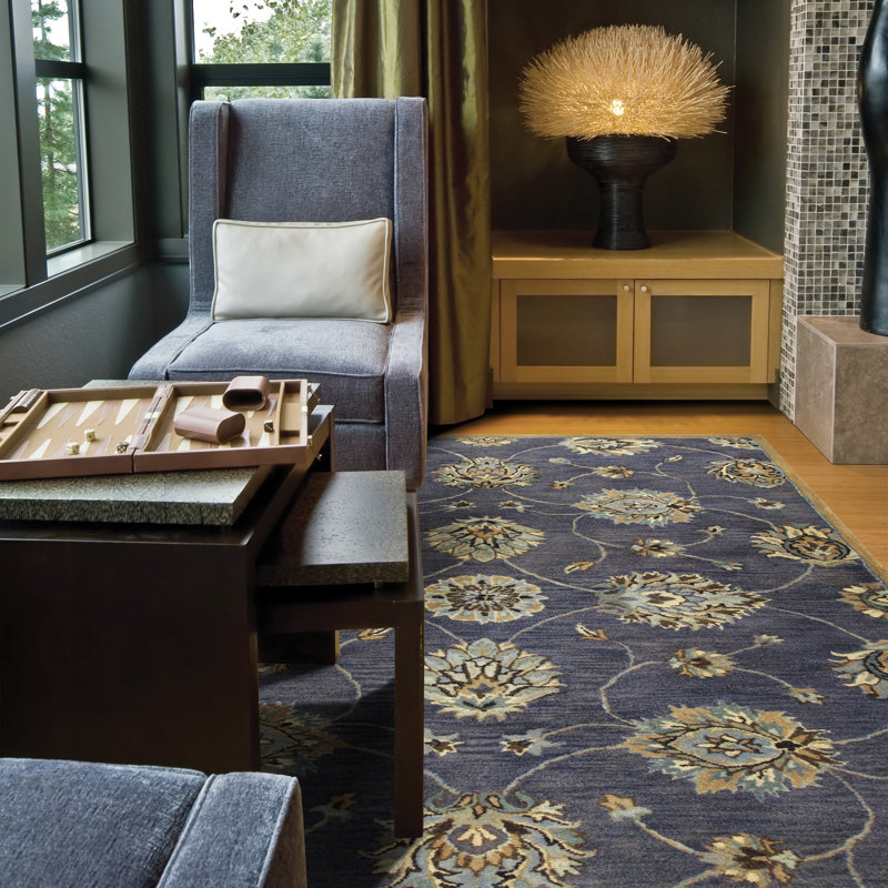 Tapis oriental en laine touffeté à la main Blarwood, Minuit minuit, Tapis de couloir 2 pi 3 po x 7 pi 6 po