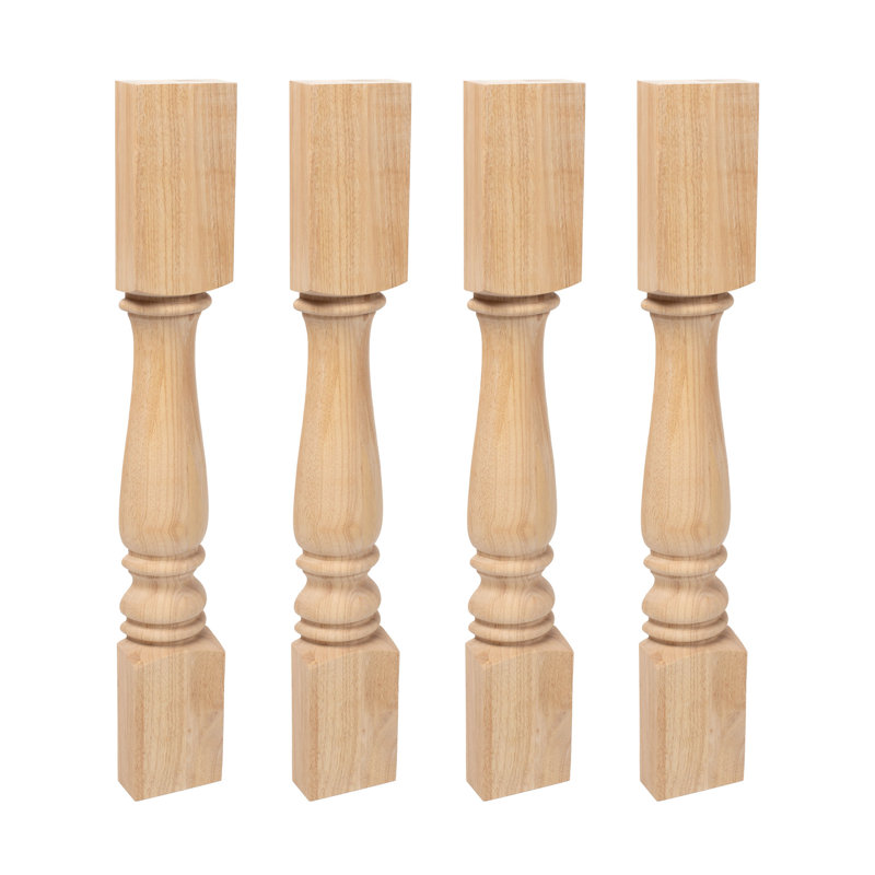 Traditional 35'' Rubberwood Unfinished Kitchen Island Leg 4-Pack