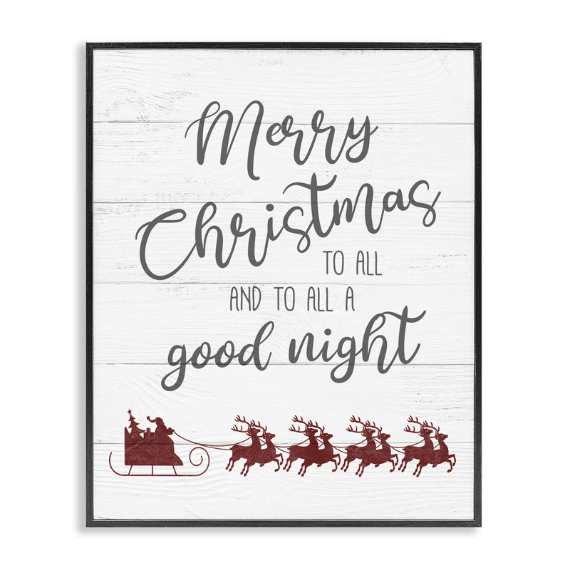 To All A Good Night, estampe numérique de Noël par Carol Robinson, H 14 po x l 11 po, Giclée encadrée noir minuit