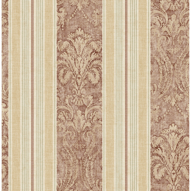 Papier peint rayé moiré Seabrook Designs, Rouge