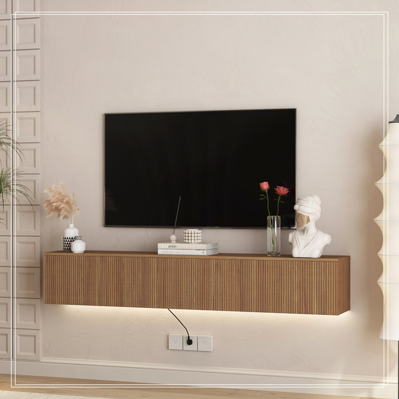 Floating TV Stand Wall Mounted with 16 Color LEDs,69" Modern TV Stand, Floating TV Cabinet Entertainment Center for 55 60 65 Inch TV
