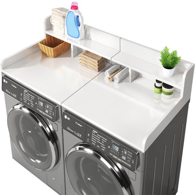 Laundry Washer Dryer Countertop Organizer Double Layer Mdf Shelf With Waterproof Surface