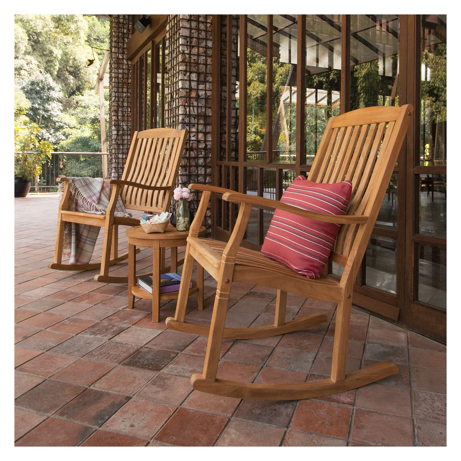 Adina Teak Outdoor Rocking Chair, Natural