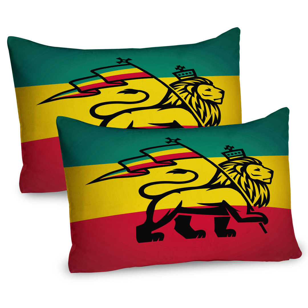 Kissenbezug, Judah Lion Rastafari Flagge, Rasta, Gelb Schwarz