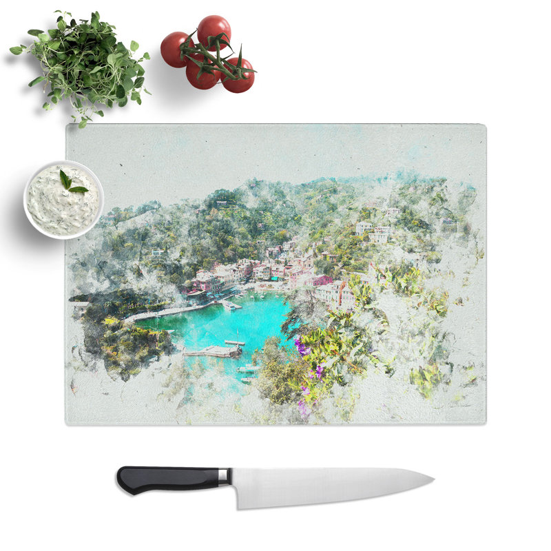 Tempered Glass Portofino in Italy Chopping Board, 28.5 cm x 39 cm