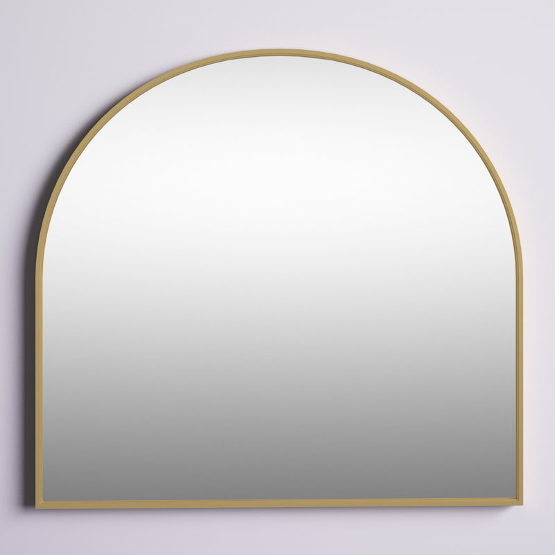 28” x 74” Gold Full Length Rectangular Oversized Wall Mirror with Arch Silhouette and Iron Frame, Hang or Lean Against Wall in Home and Office