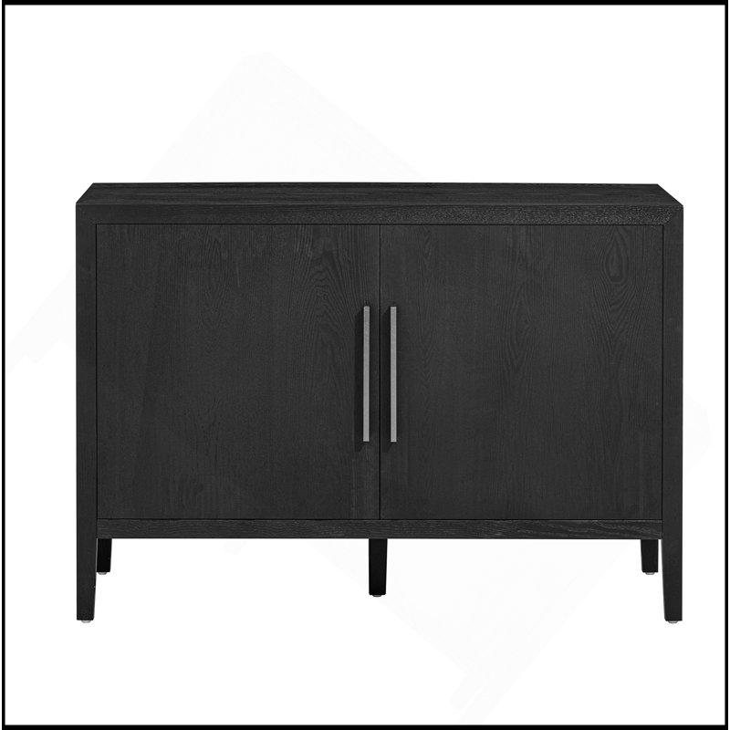Buffet avec 2 poignées en métal et 2 portes pour le couloir, l'entrée et le salon, Noir