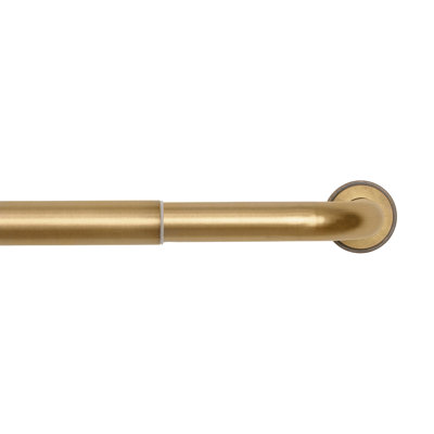 TWOPAGES Heavy Duty Curtain Rod 1.25 Inch Diameter, Gold Adjustable Warp Around Drapery Rod 48 to 84 Inch, Burnished Brass