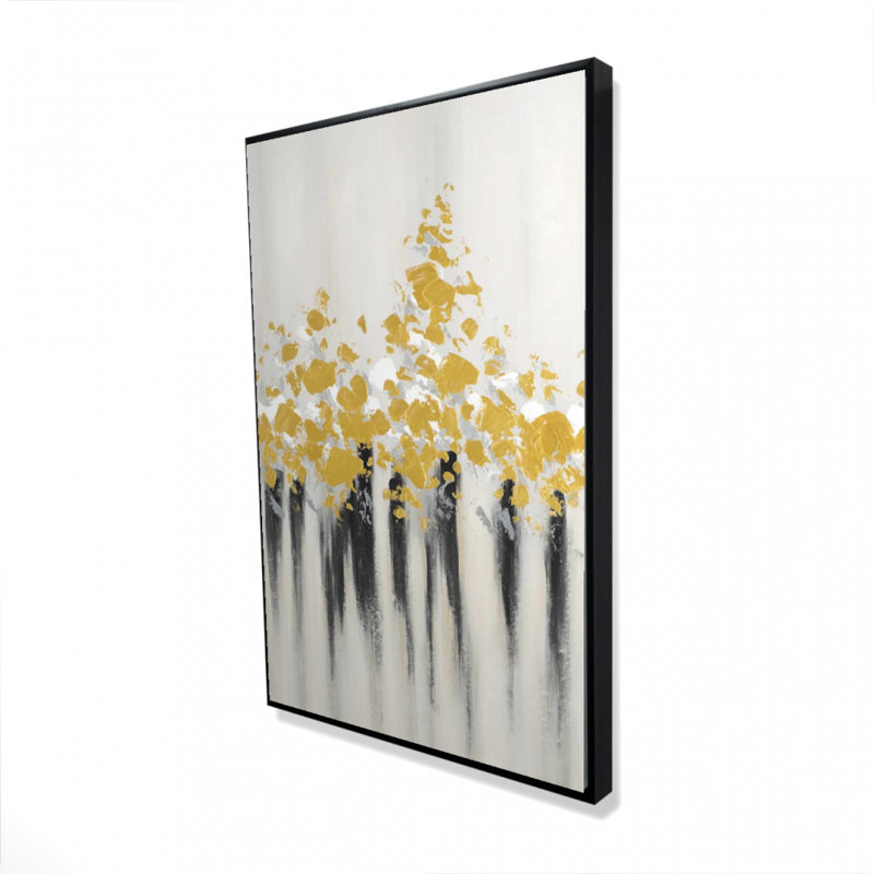 Abstract Gold Flowers Print On Canvas