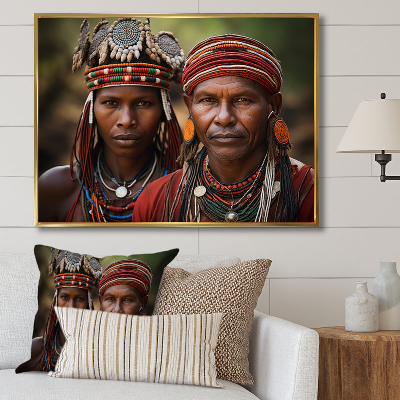 «Clapperton African Tribes», impression sur toile, Cadre flottant doré, H 12 po x l 20 po x P 1 po