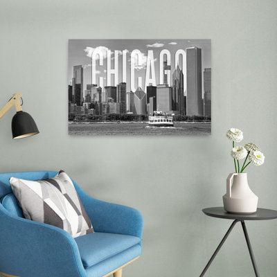 Chicago, horizon, monochrome, architecture abstraite, ville, art mural