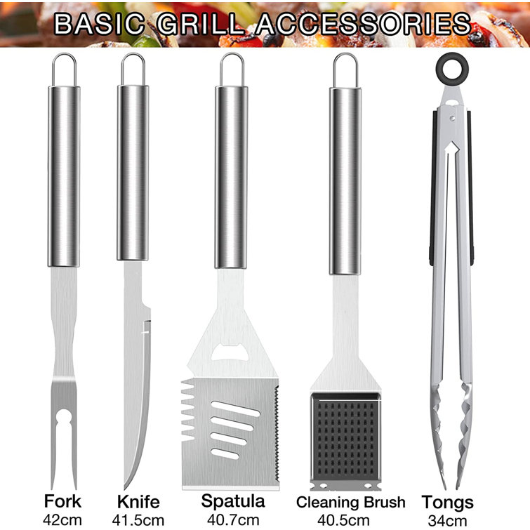 YardStash Stainless Steel Dishwasher Safe Grilling Tool Set