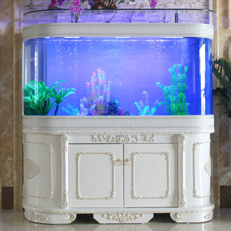 Aquarium luxueux courbé blanc Elegance Eco, 147 gallons (H 63 po x l 55,1 po x P 19,6 po)