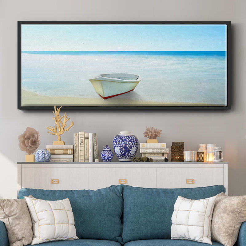 Boat on a Beach III- Framed Canvas, 20" H x 50" W