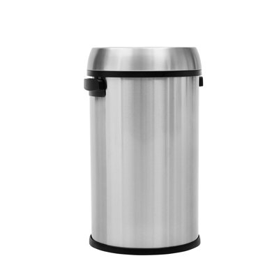 Poubelle commerciale à toit ouvert, poubelle en acier inoxydable 65 L / 17 gallons (410/430) avec revêtement de protection transparent, résistant aux taches, sans doublure intérieure, argent