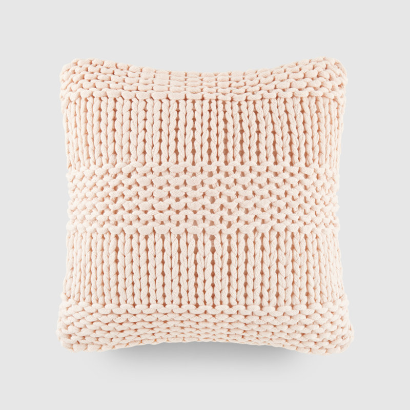 Cozy Chunky Knit Acrylic Decor Throw Pillow, Pink