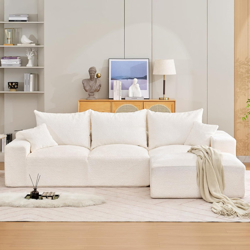 110'' Modular Sectional Sofa, L-Shaped Cloud Couch With Deep Seats, Modern Convertible Chenille Couch With Ottomans, Washable Upholstered Couches For Living Room, Bedroom, No Assembly Required