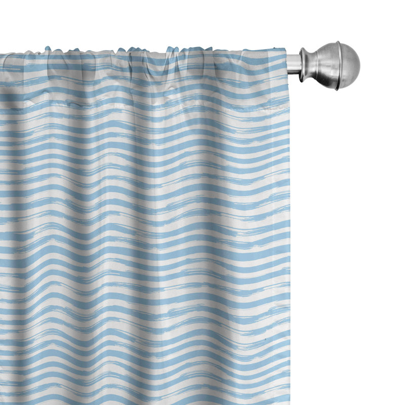 Harbour Stripe Semi-Sheer Rod Pocket Curtain Panels, 28" x 95"
