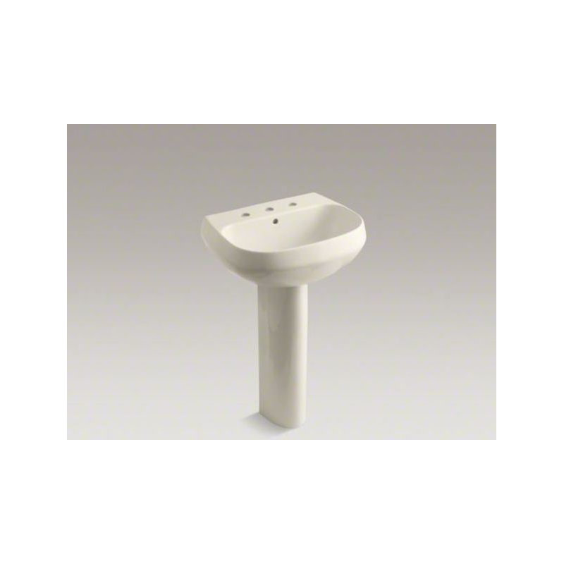 Wellworth Ceramic Pedestal Bathroom Sink with Overflow, 4" Centers, Timberline