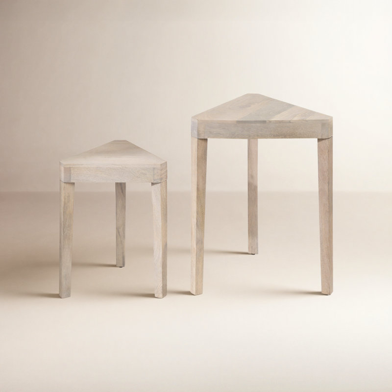Solid Wood Nesting Tables, White Wash