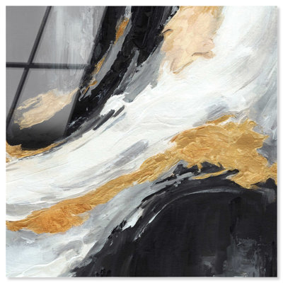 «Golden Flow - Ira Colmeva», reproduction surdimensionnée abstraite par Art Remedy, prête à être suspendue, 44 x 44