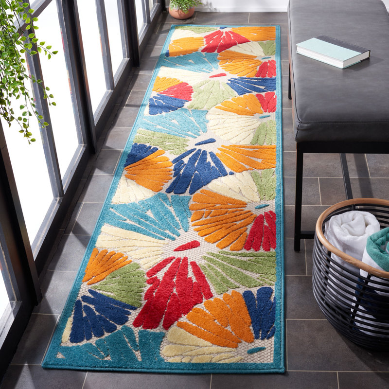 Tapis d'intérieur / extérieur à motif floral Cabana, Tapis de couloir 2 pi 2 po x 9 pi