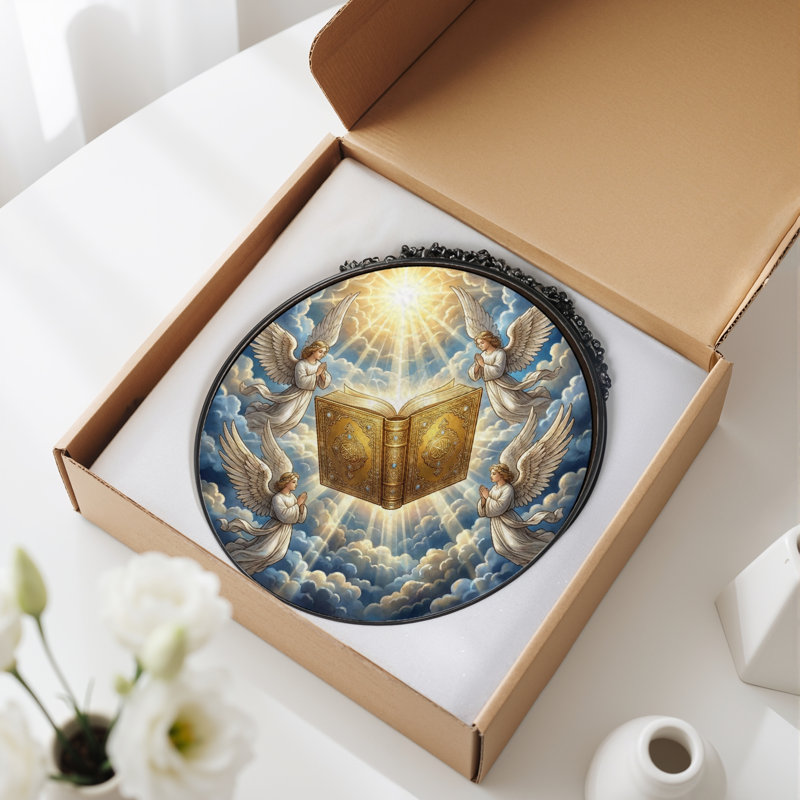Panneau de vitrail Angelic Book ， 7,8H, H 7,8 po