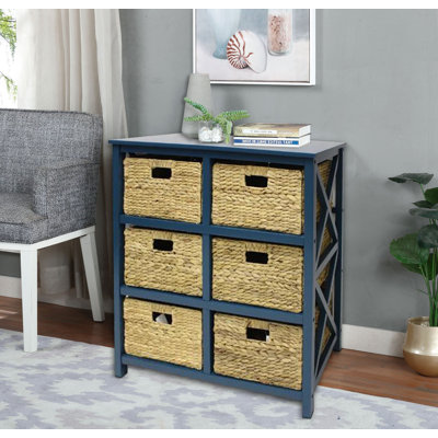 Armoire de rangement en bois massif à six tiroirs Moise