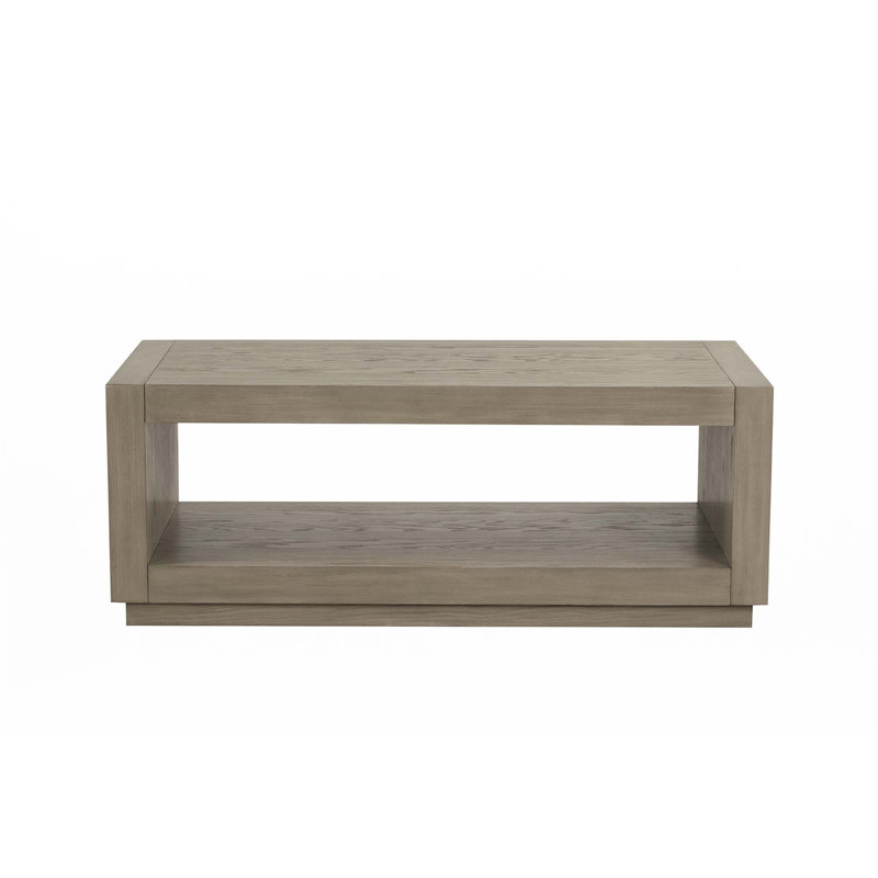 Table basse rectangulaire avec socle et tablette inférieure ouverte (ensemble de 1), Naturel