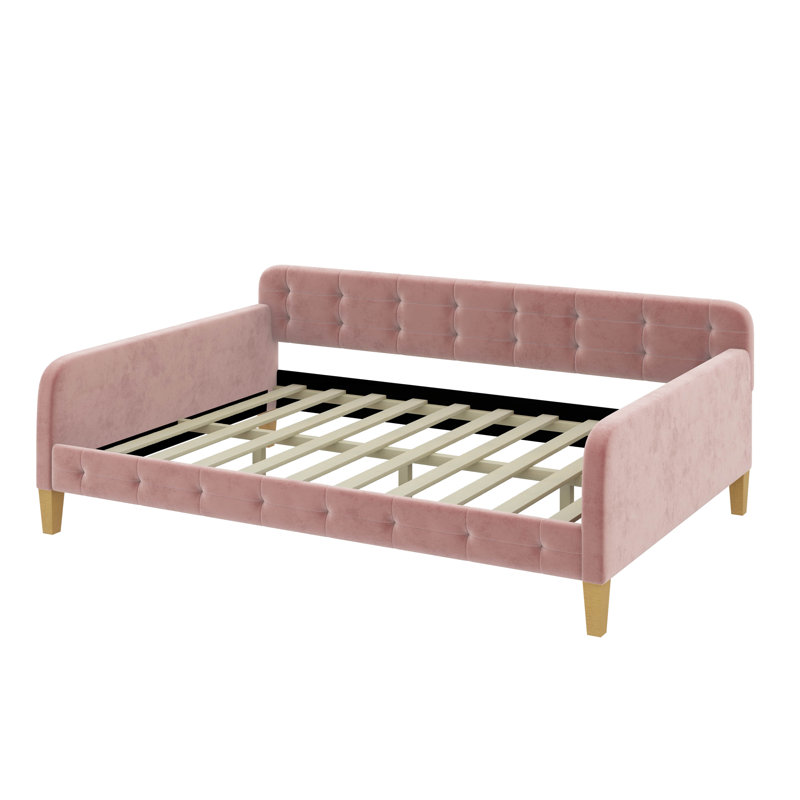 Upholstered Daybed With 4 Support Legs, Full, Pink