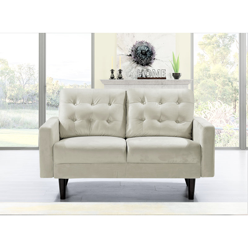 Brien 74.8'' Velvet Sofa, Cream, 33"H x 53"W x 31"D