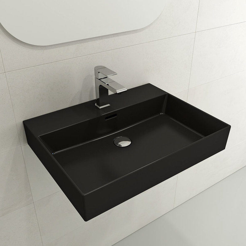 Milano 23.82'' L Bathroom Sink, Matte Black, Single-Hole