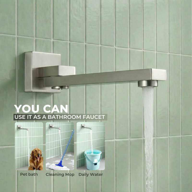 Bec de douche carré avec couvercle décoratif, Nickel brossé