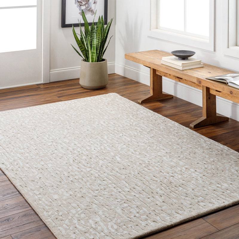 Tapis rectangulaire en viscose / laine touffeté à la main de couleur unie Rectangle Correyleigh, Rectangle de 10 pi x 14 pi