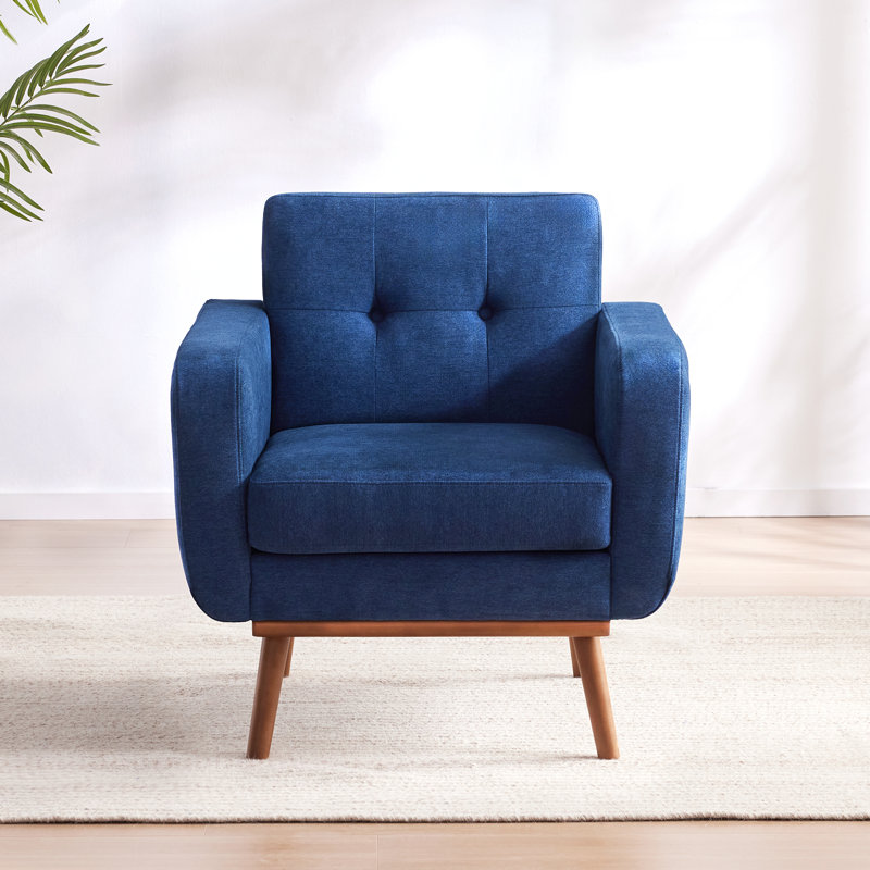 Fauteuils en bois massif Donka, Polyester bleu