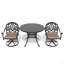 Cet ensemble de salle à manger en fonte d'aluminium toutes saisons comprend des chaises pivotantes et une table ronde avec cadre noir-865313267