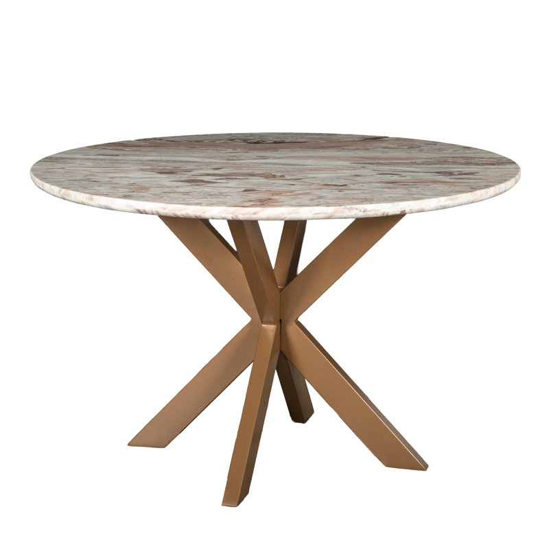 Malibu 48" Round Table in Sawar Marble with Antique Gold Base