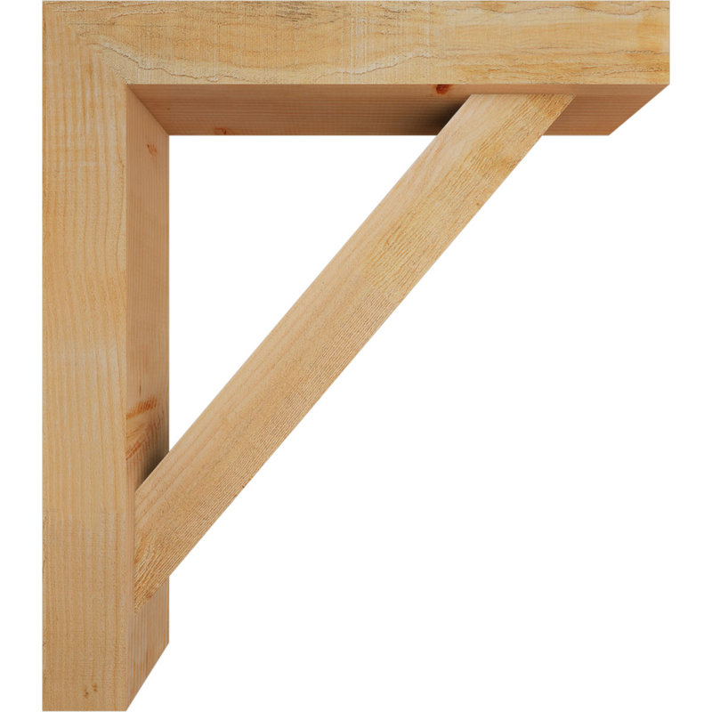 Traditional Block Bracket w/ Offset Brace, 34 x 30, 6"W Douglas Fir (Rough Sawn)