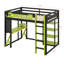 Lit mezzanine double en bois avec lumière RVB et tablettes-56352716