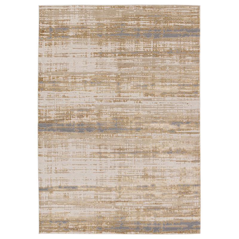 Tapis abstrait Richview doré / crème, Rectangle 5 pi x 7 pi 6 po