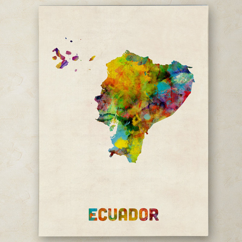 « équateur aquarelle map », impression sur toile tendue, H 32 po x l 24 po x P 2 po