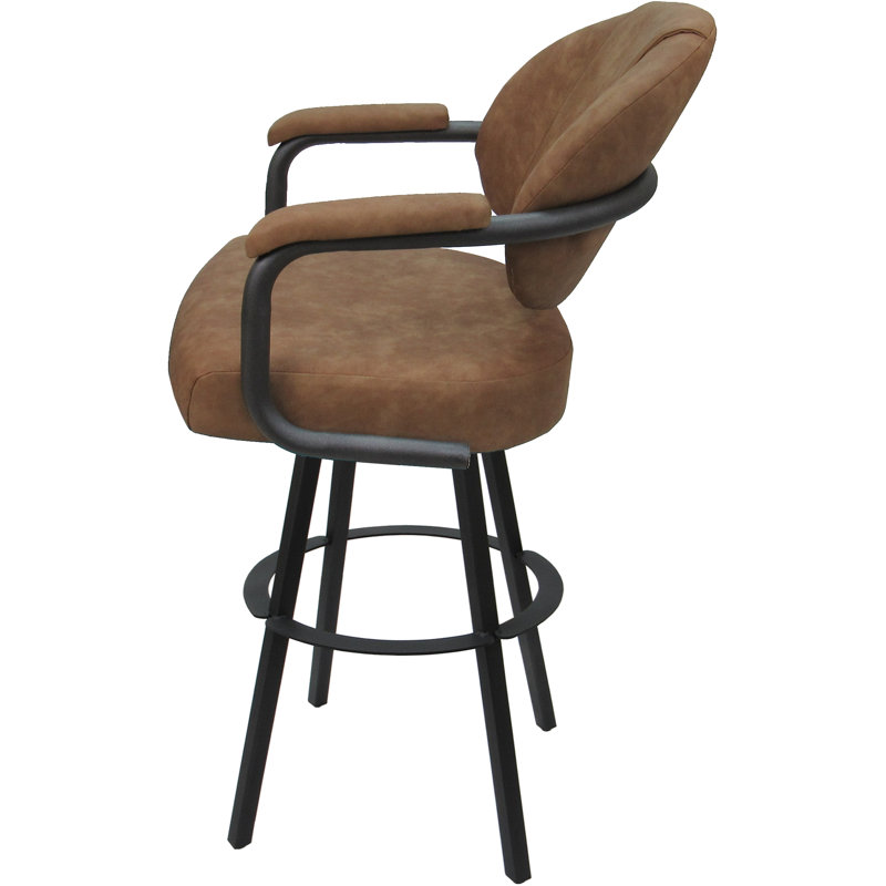 Tabouret de comptoir pivotant en métal Lavenia - base Warren, Vinyle brun / cadre gris