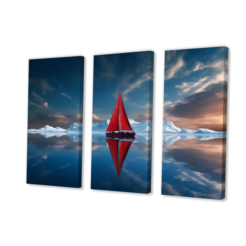Allasia - Ensemble de salon d'art mural bateau, H 32 po x l 48 po x P 1 po