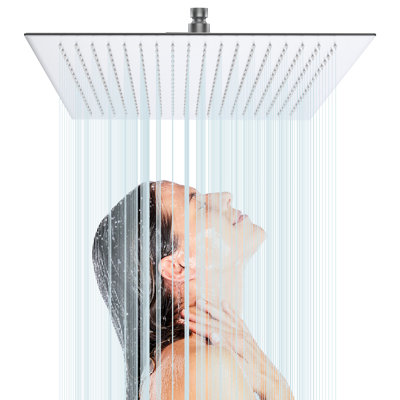 16 Inch Shower Head - 304 Stainless Steel, High , Air Energy Tech, Clog Nozzles, Adjustable Angles, Brushed Nickel 16" Extra Large, 360 Rotating, Corrosive, Finish